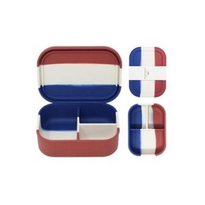 Silicone Bento Box with Dividers / Red, White & Blue / 7x5x2in / BPA Free  / NIB